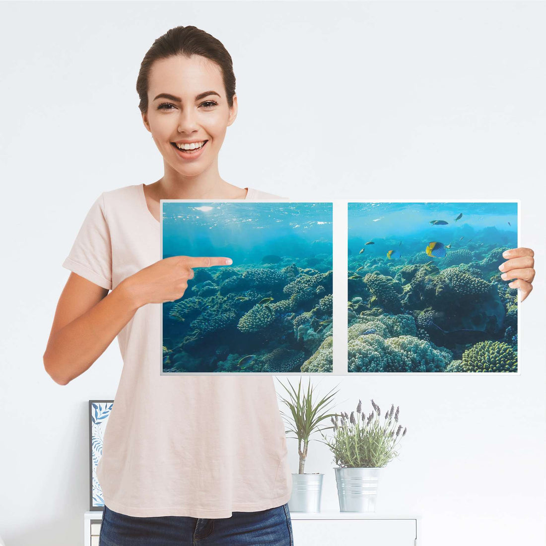 Möbelfolie Underwater World - IKEA Kallax Regal 2 Türen Quer - Folie