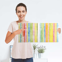 Möbelfolie Watercolor Stripes - IKEA Kallax Regal 2 Türen Quer - Folie