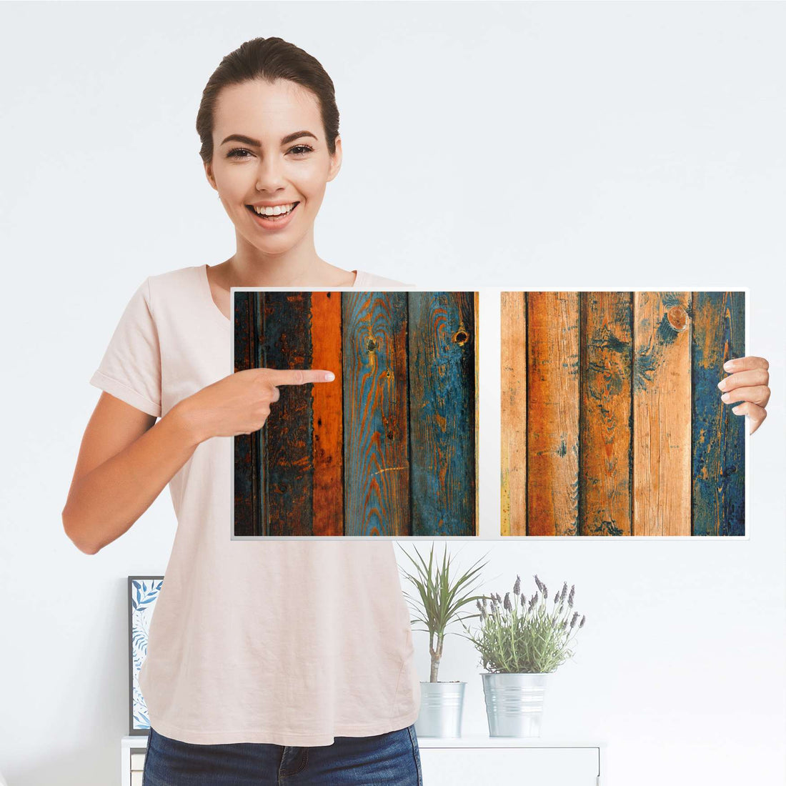 Möbelfolie Wooden - IKEA Kallax Regal 2 Türen Quer - Folie