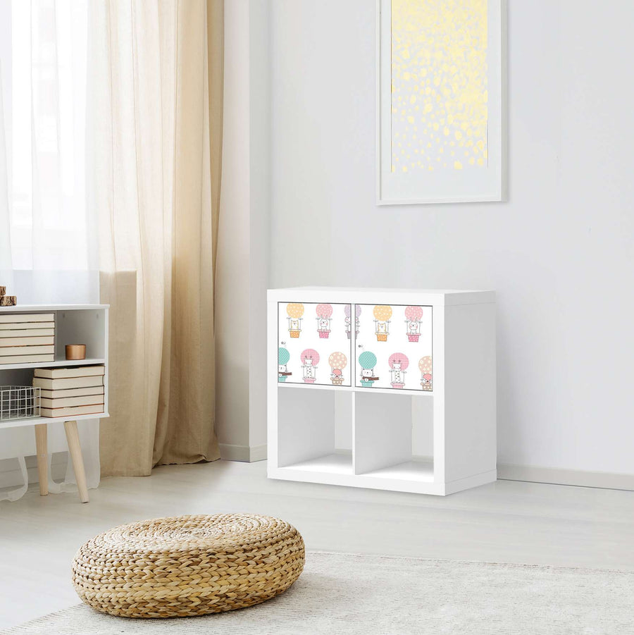 Möbelfolie Flying Animals - IKEA Kallax Regal 2 Türen Quer - Kinderzimmer