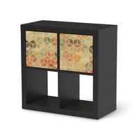 Möbelfolie 3D Retro - IKEA Kallax Regal 2 Türen Quer - schwarz