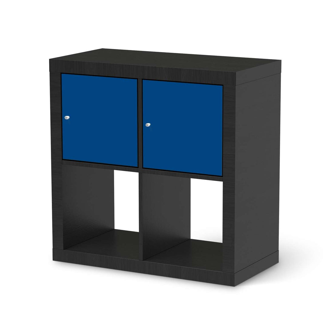 Möbelfolie Blau Dark - IKEA Kallax Regal 2 Türen Quer - schwarz