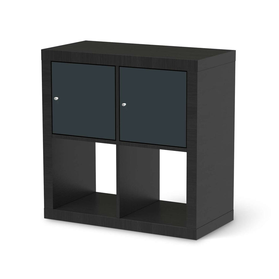 Möbelfolie Blaugrau Dark - IKEA Kallax Regal 2 Türen Quer - schwarz
