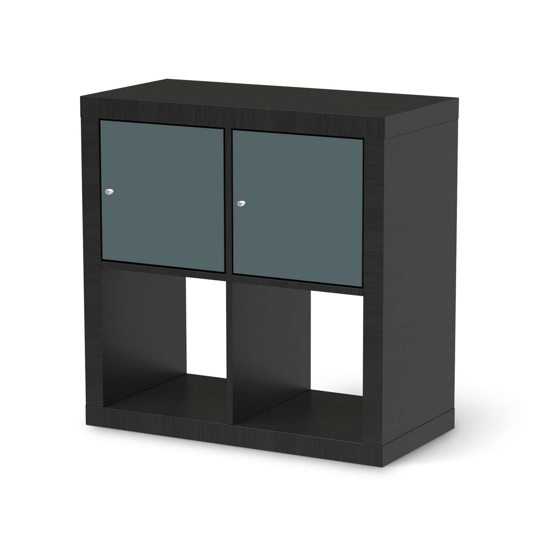 Möbelfolie Blaugrau Light - IKEA Kallax Regal 2 Türen Quer - schwarz