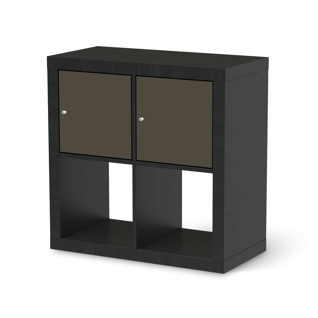 Möbelfolie Braungrau Dark - IKEA Kallax Regal 2 Türen Quer - schwarz