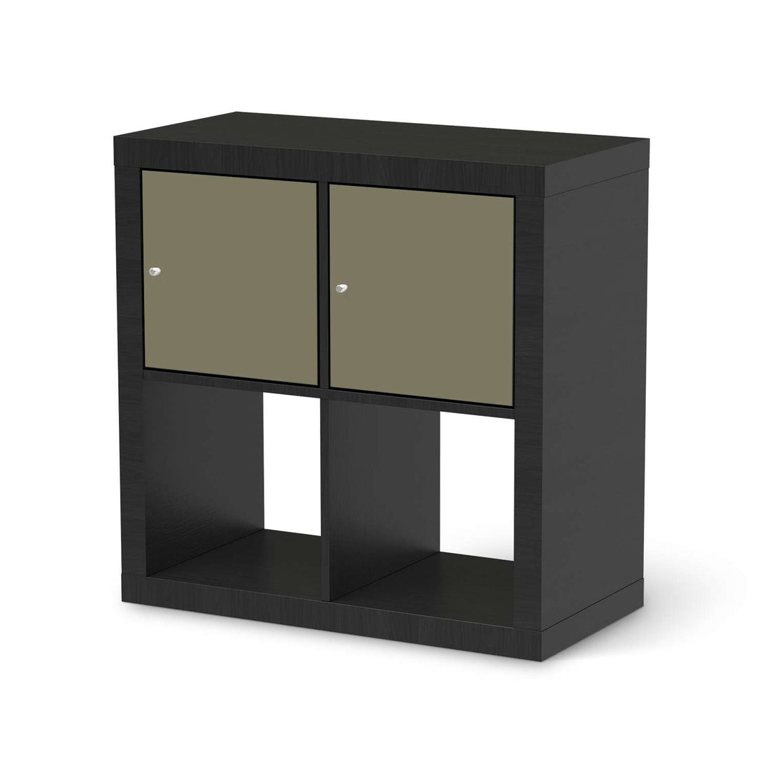 Möbelfolie Braungrau Light - IKEA Kallax Regal 2 Türen Quer - schwarz