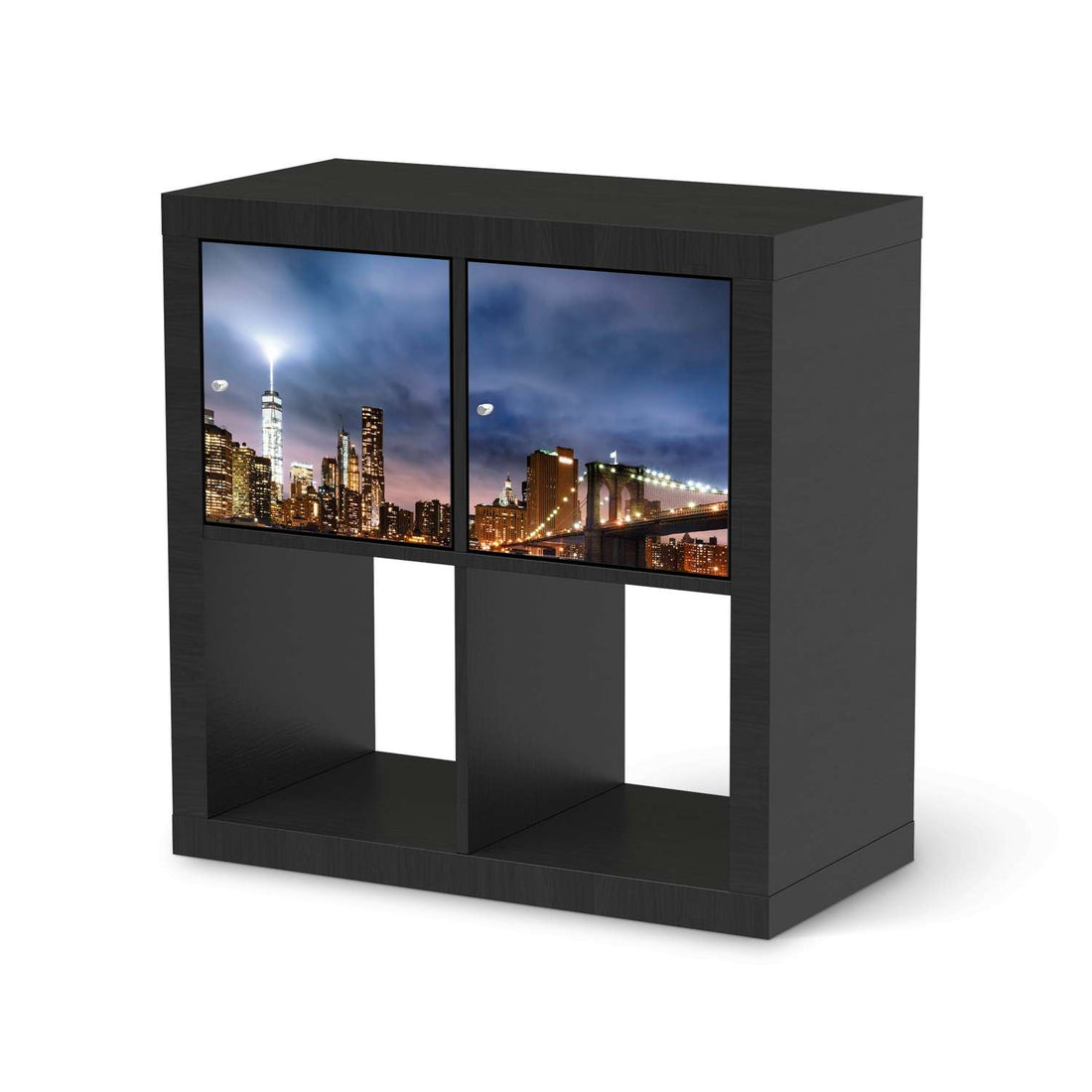 Möbelfolie Brooklyn Bridge - IKEA Kallax Regal 2 Türen Quer - schwarz