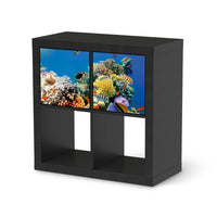 Möbelfolie Coral Reef - IKEA Kallax Regal 2 Türen Quer - schwarz