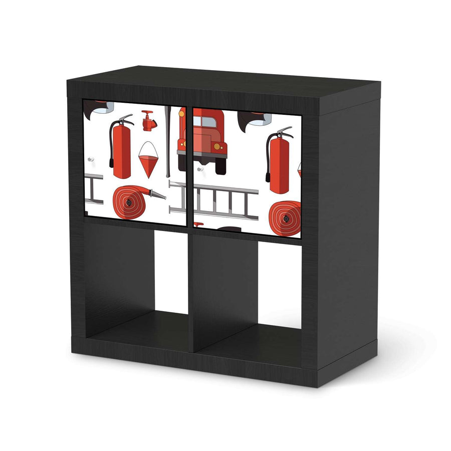 Möbelfolie Firefighter - IKEA Kallax Regal 2 Türen Quer - schwarz