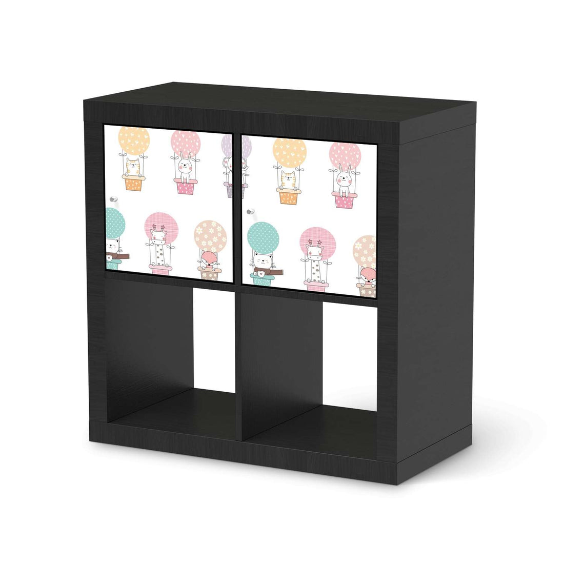 Möbelfolie Flying Animals - IKEA Kallax Regal 2 Türen Quer - schwarz
