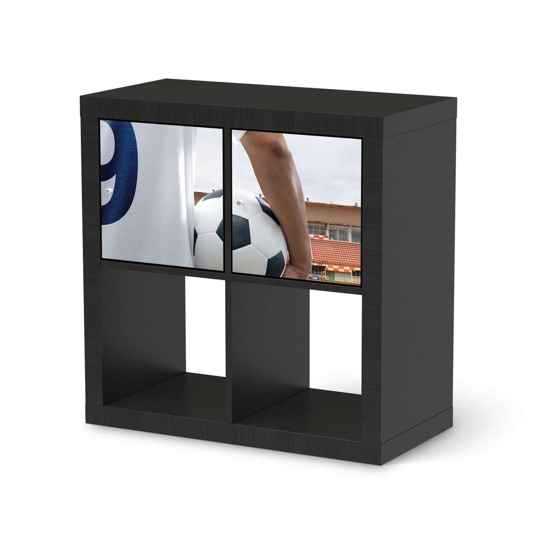 Möbelfolie Footballmania - IKEA Kallax Regal 2 Türen Quer - schwarz
