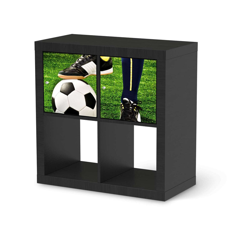 Möbelfolie Fussballstar - IKEA Kallax Regal 2 Türen Quer - schwarz
