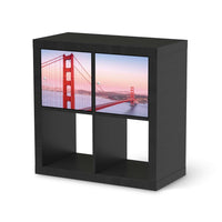 Möbelfolie Golden Gate - IKEA Kallax Regal 2 Türen Quer - schwarz