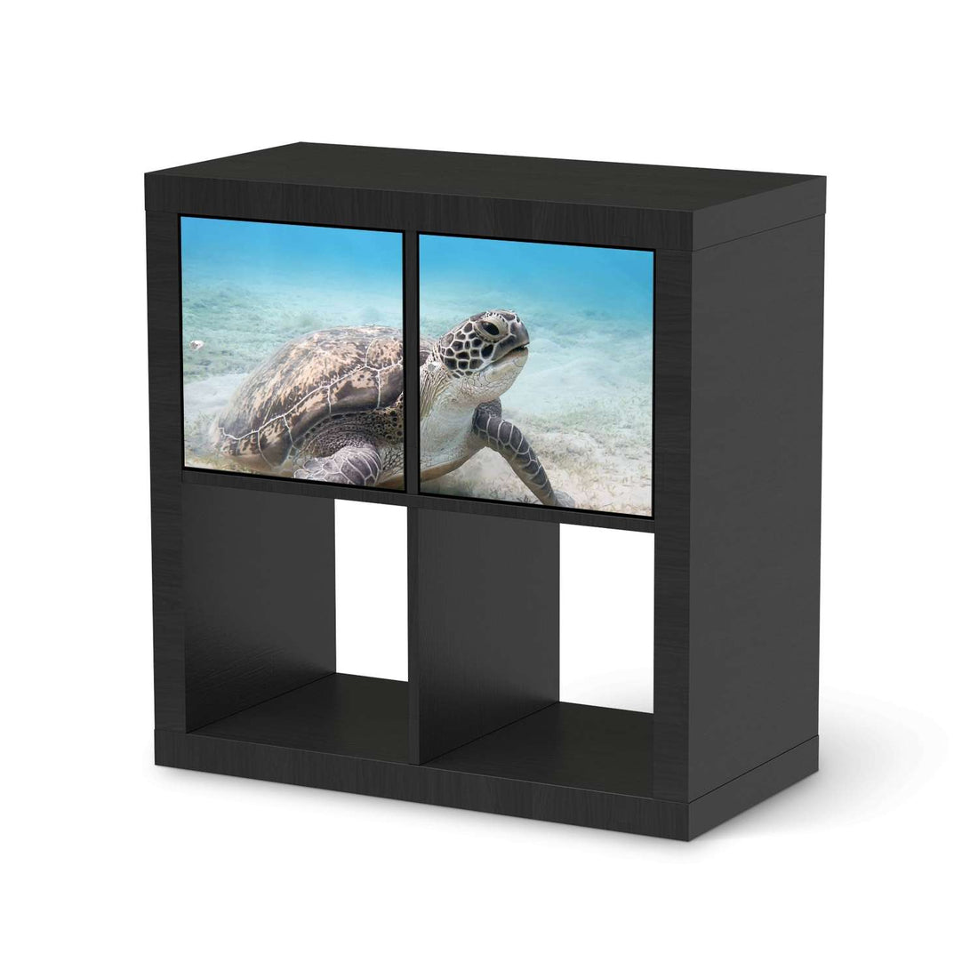 Möbelfolie Green Sea Turtle - IKEA Kallax Regal 2 Türen Quer - schwarz