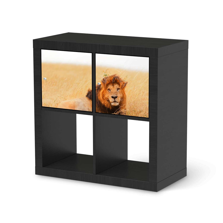 Möbelfolie Lion King - IKEA Kallax Regal 2 Türen Quer - schwarz