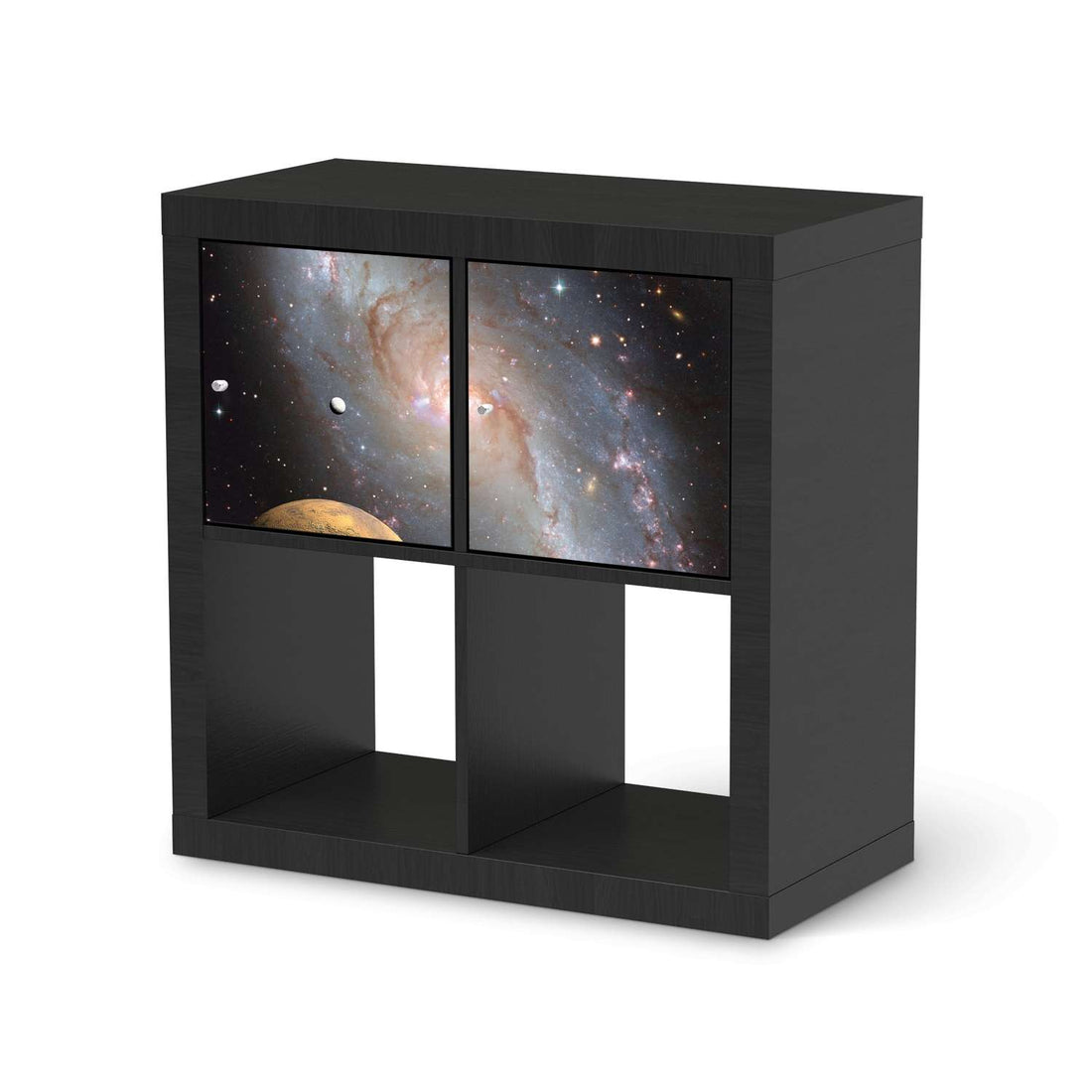 Möbelfolie Milky Way - IKEA Kallax Regal 2 Türen Quer - schwarz