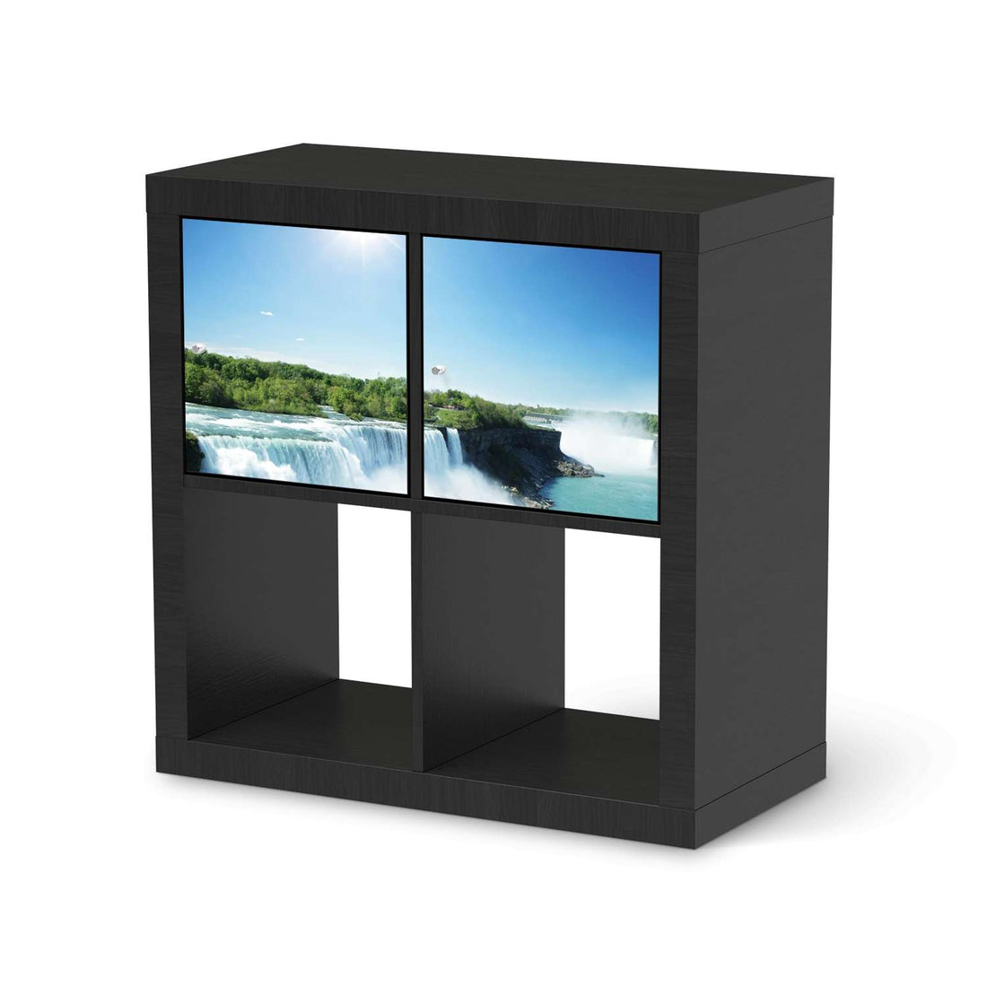 Möbelfolie Niagara Falls - IKEA Kallax Regal 2 Türen Quer - schwarz