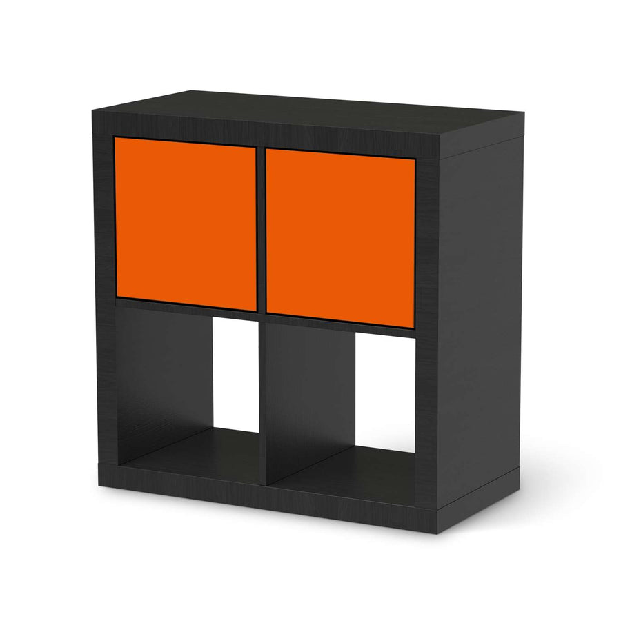 Möbelfolie Orange Dark - IKEA Kallax Regal 2 Türen Quer - schwarz