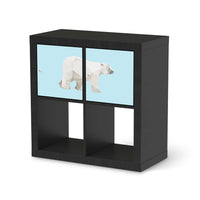 Möbelfolie Origami Polar Bear - IKEA Kallax Regal 2 Türen Quer - schwarz