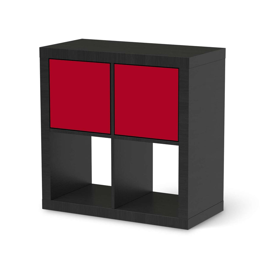 Möbelfolie Rot Dark - IKEA Kallax Regal 2 Türen Quer - schwarz