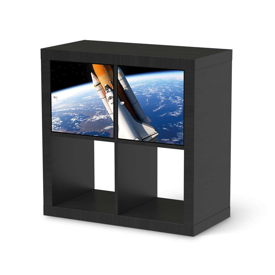 Möbelfolie Space Traveller - IKEA Kallax Regal 2 Türen Quer - schwarz