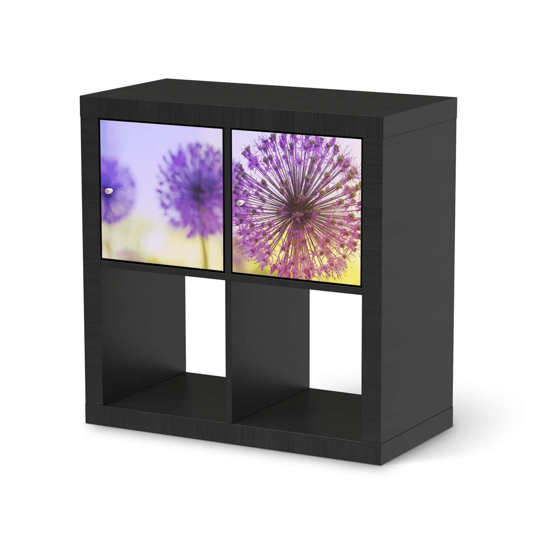 Möbelfolie Spring Flower - IKEA Kallax Regal 2 Türen Quer - schwarz