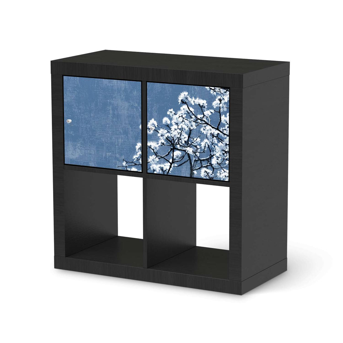 Möbelfolie Spring Tree - IKEA Kallax Regal 2 Türen Quer - schwarz