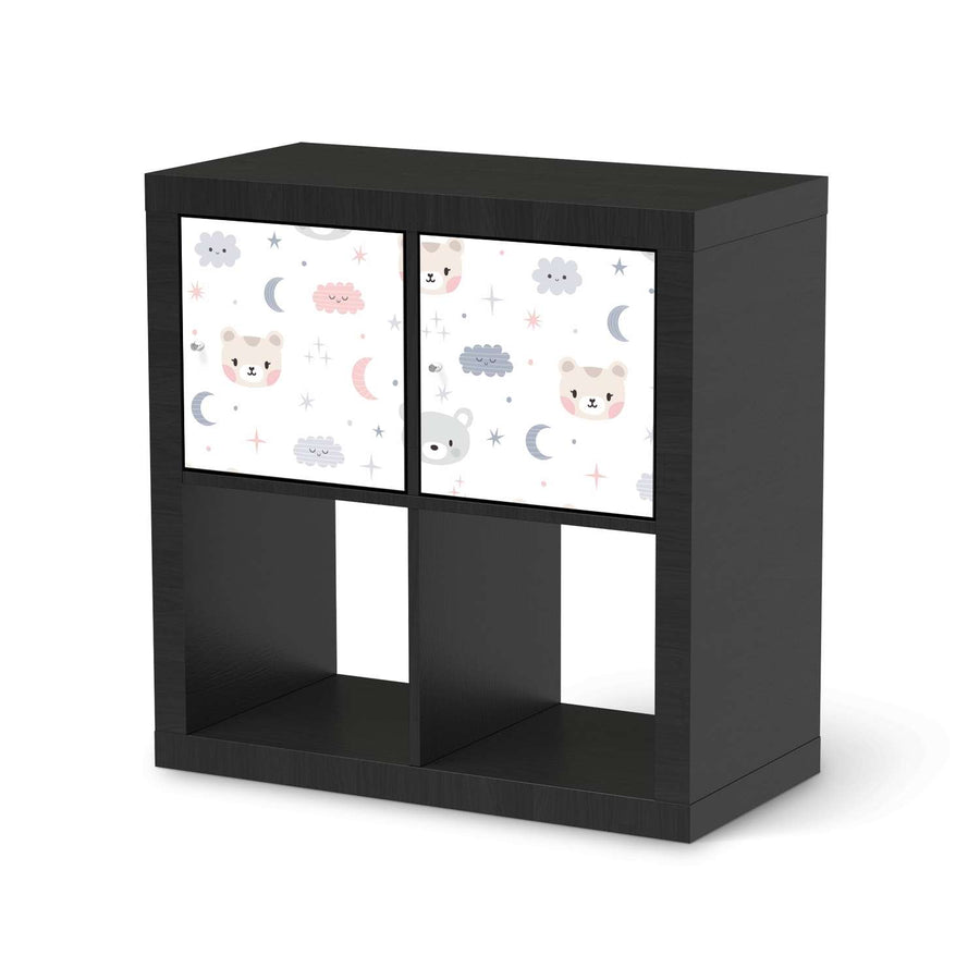 Möbelfolie Sweet Dreams - IKEA Kallax Regal 2 Türen Quer - schwarz