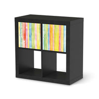 Möbelfolie Watercolor Stripes - IKEA Kallax Regal 2 Türen Quer - schwarz
