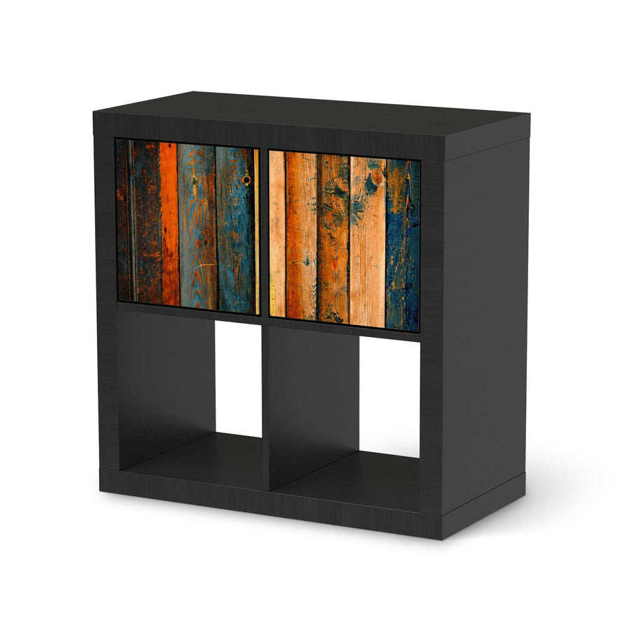 Möbelfolie Wooden - IKEA Kallax Regal 2 Türen Quer - schwarz