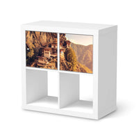 Möbelfolie Bhutans Paradise - IKEA Kallax Regal 2 Türen Quer  - weiss
