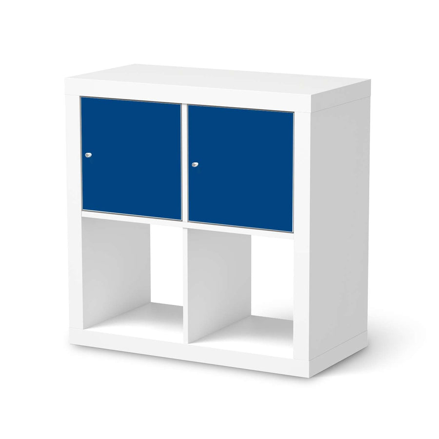 Möbelfolie Blau Dark - IKEA Kallax Regal 2 Türen Quer  - weiss