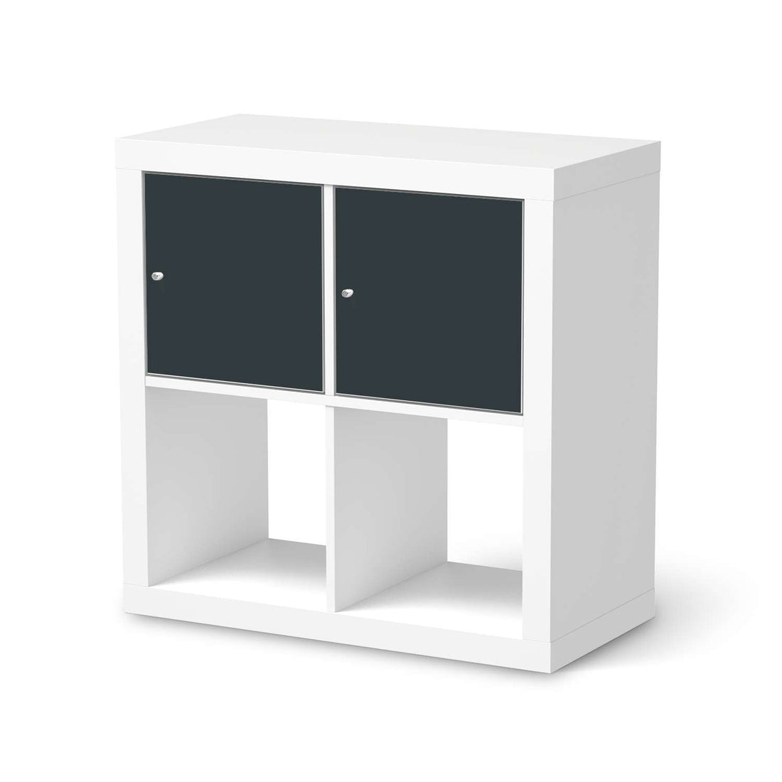 Möbelfolie Blaugrau Dark - IKEA Kallax Regal 2 Türen Quer  - weiss