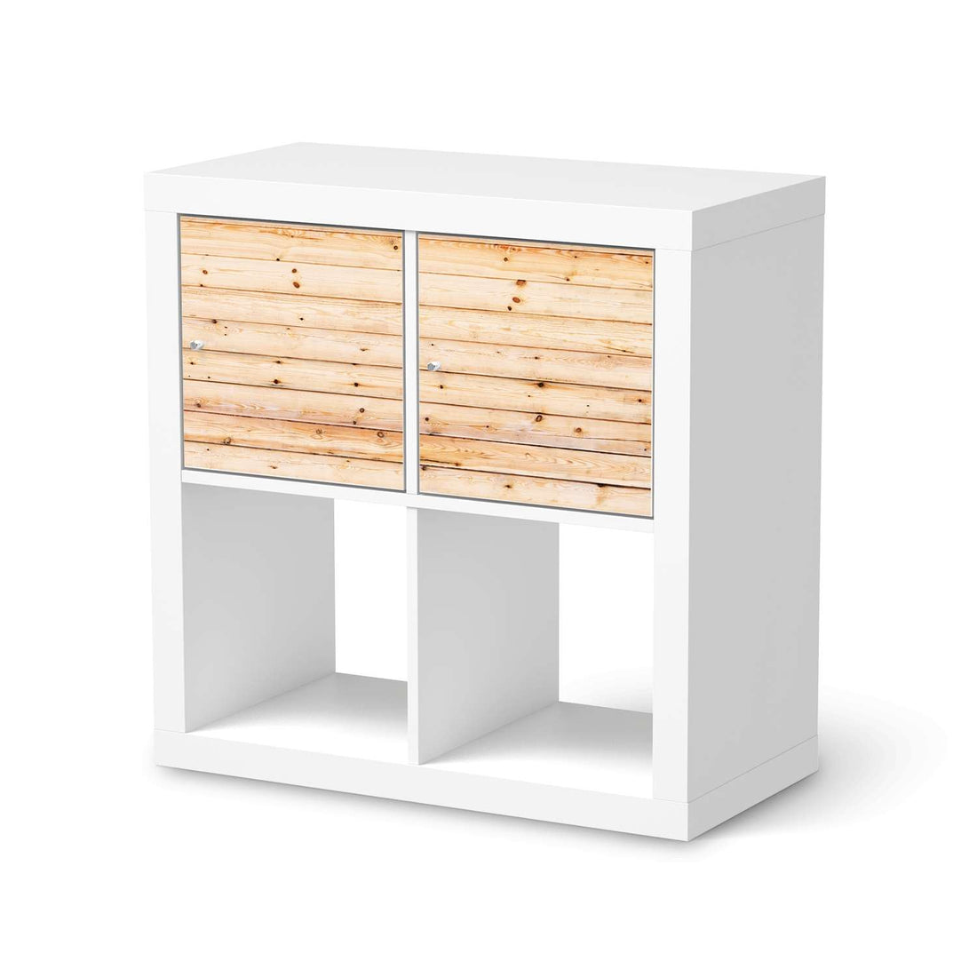 Möbelfolie Bright Planks - IKEA Kallax Regal 2 Türen Quer  - weiss