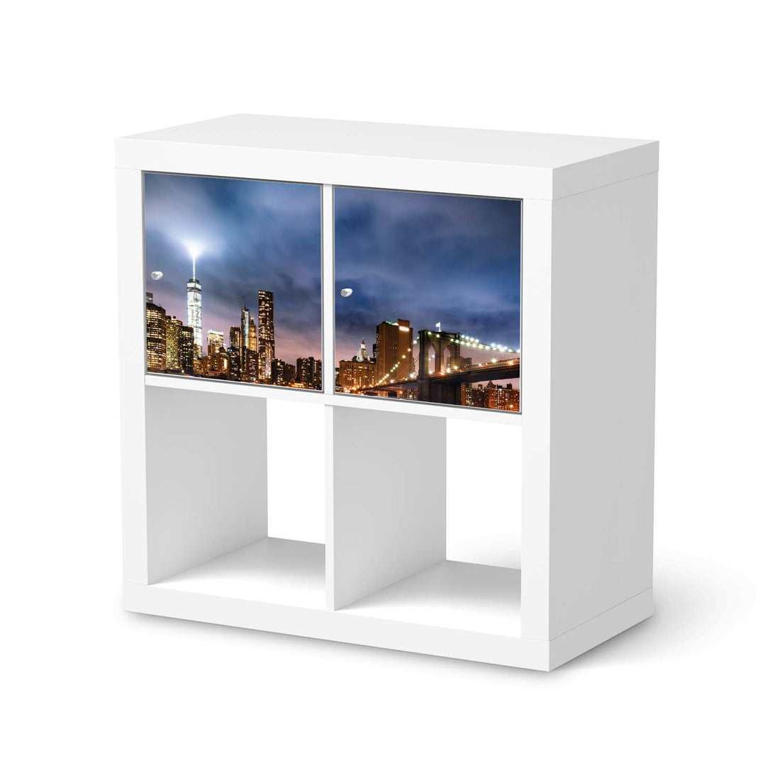 Möbelfolie Brooklyn Bridge - IKEA Kallax Regal 2 Türen Quer  - weiss