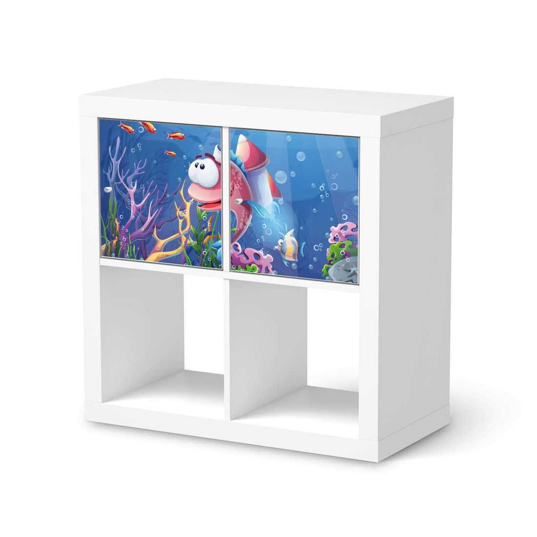 Möbelfolie Bubbles - IKEA Kallax Regal 2 Türen Quer  - weiss