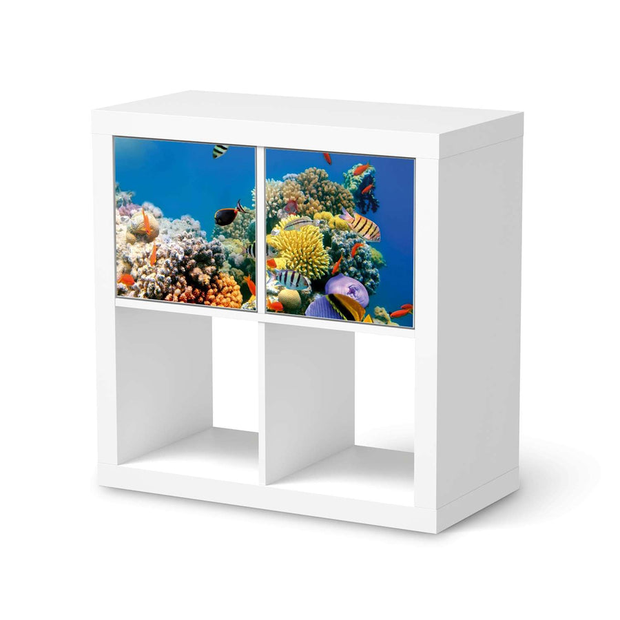 Möbelfolie Coral Reef - IKEA Kallax Regal 2 Türen Quer  - weiss