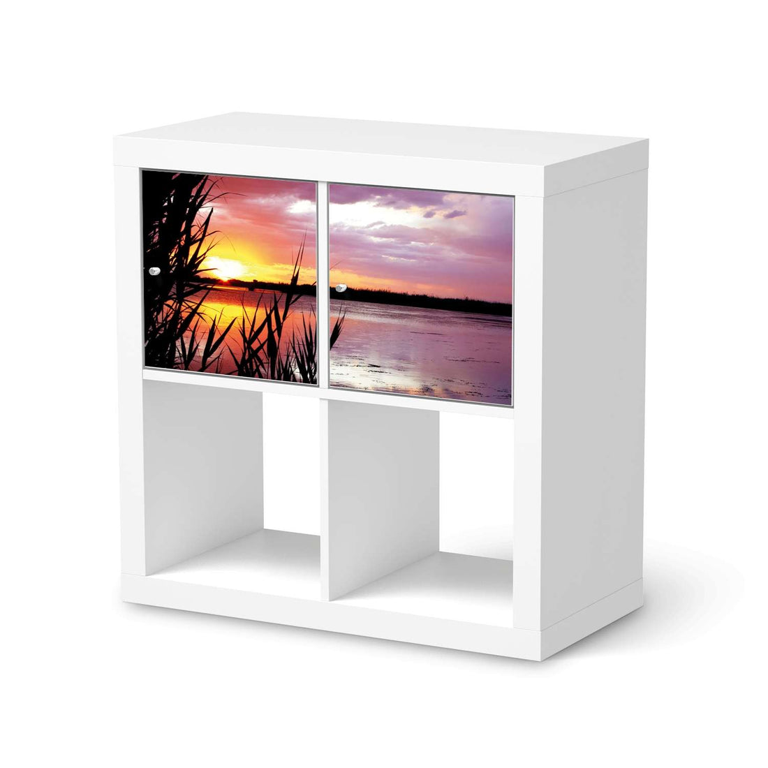 Möbelfolie Dream away - IKEA Kallax Regal 2 Türen Quer  - weiss