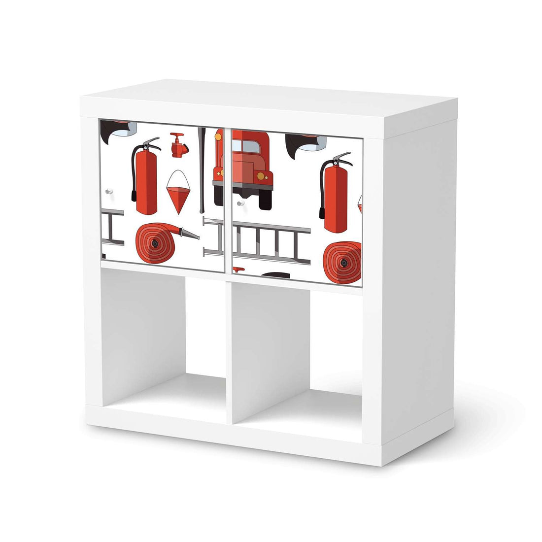 Möbelfolie Firefighter - IKEA Kallax Regal 2 Türen Quer  - weiss