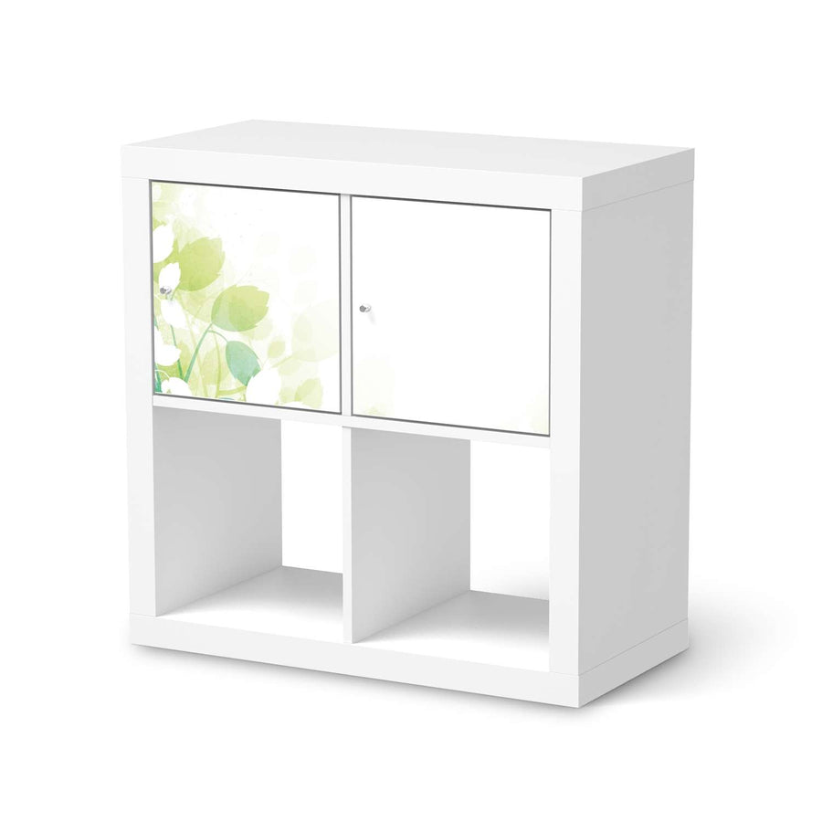 Möbelfolie Flower Light - IKEA Kallax Regal 2 Türen Quer  - weiss