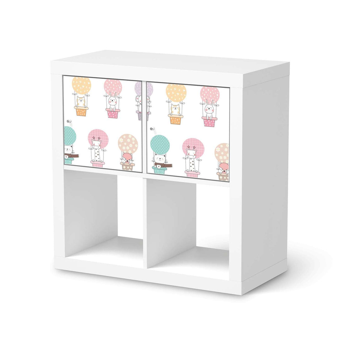 Möbelfolie Flying Animals - IKEA Kallax Regal 2 Türen Quer  - weiss