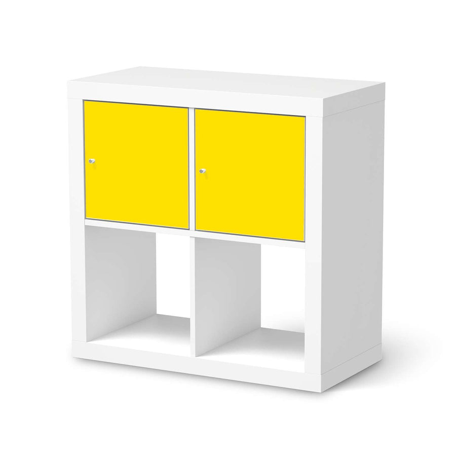 Möbelfolie Gelb Dark - IKEA Kallax Regal 2 Türen Quer  - weiss