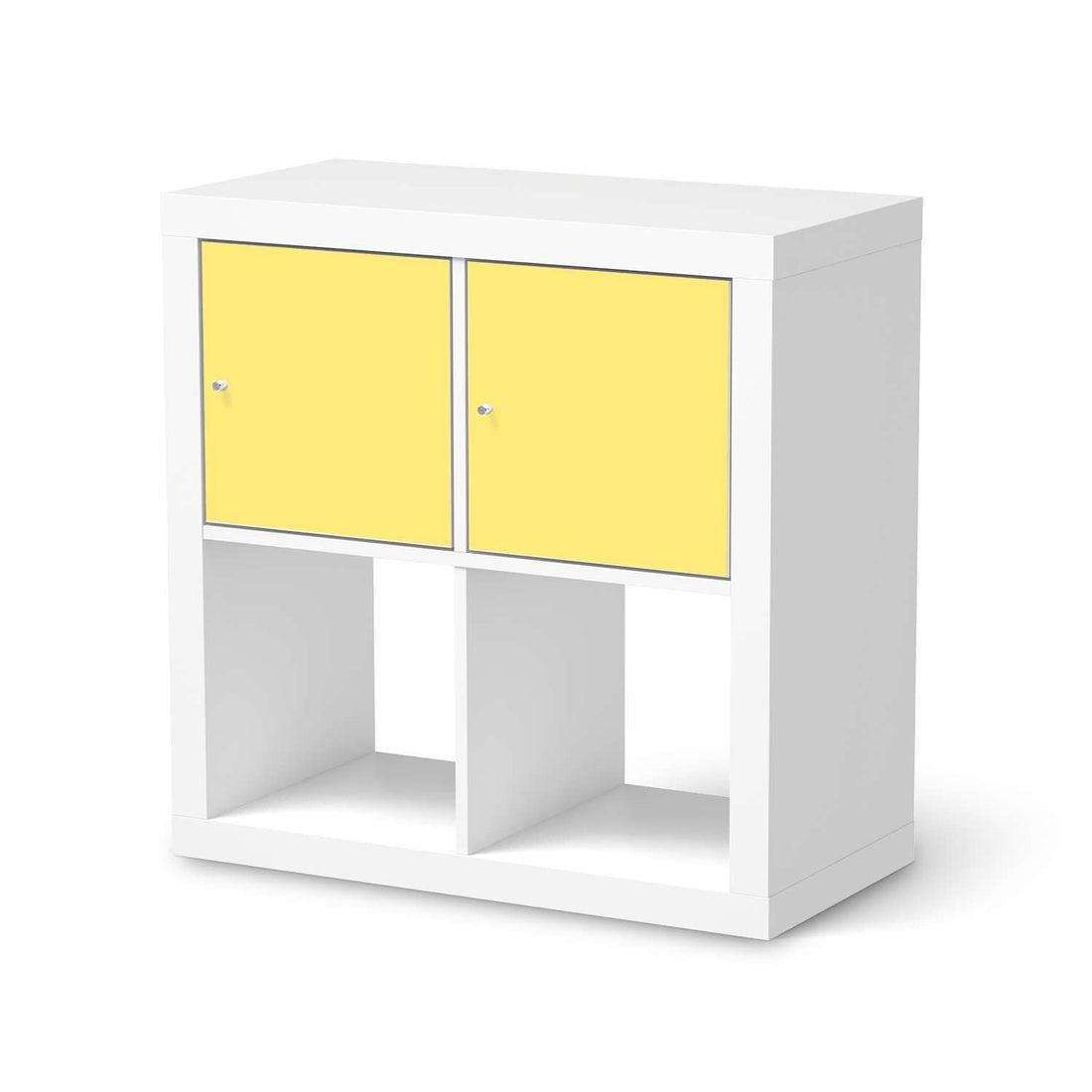 Möbelfolie Gelb Light - IKEA Kallax Regal 2 Türen Quer  - weiss
