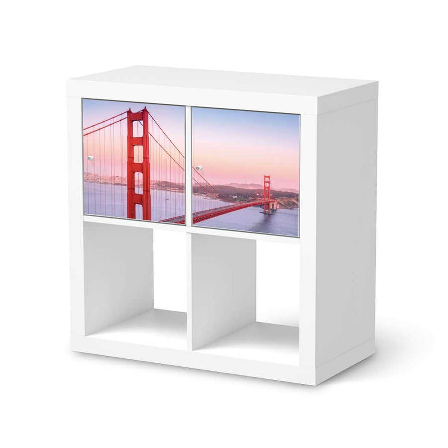 Möbelfolie Golden Gate - IKEA Kallax Regal 2 Türen Quer  - weiss