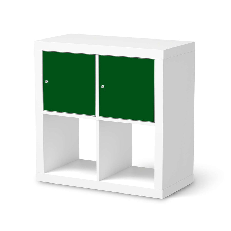 Möbelfolie Grün Dark - IKEA Kallax Regal 2 Türen Quer  - weiss