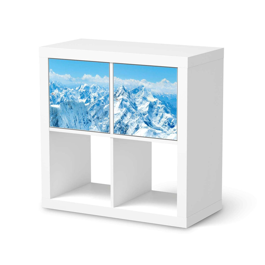 Möbelfolie Himalaya - IKEA Kallax Regal 2 Türen Quer  - weiss