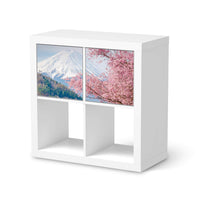 Möbelfolie Mount Fuji - IKEA Kallax Regal 2 Türen Quer  - weiss
