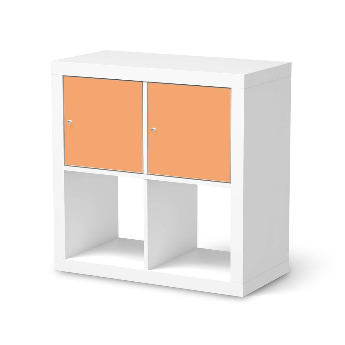 Möbelfolie Orange Light - IKEA Kallax Regal 2 Türen Quer  - weiss