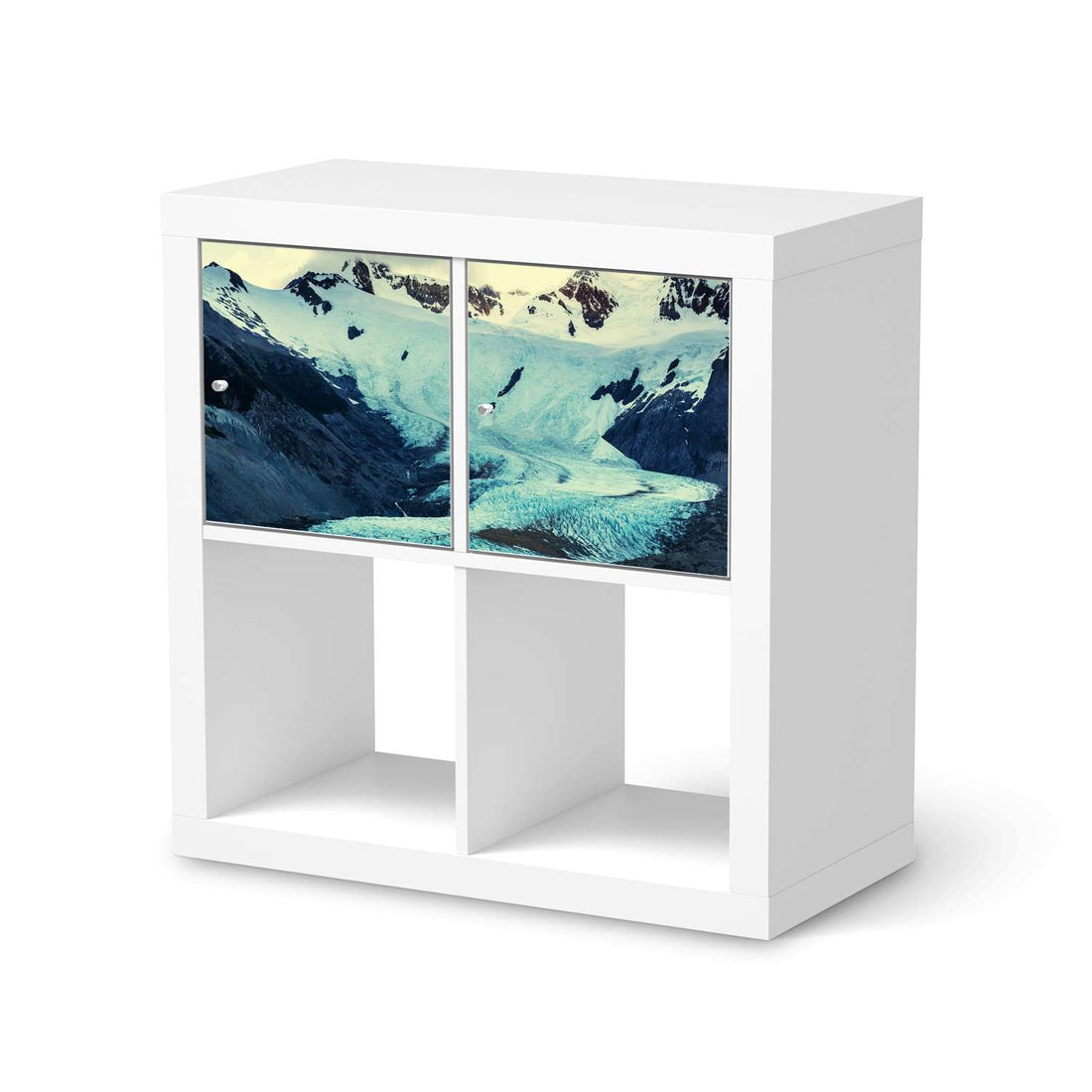Möbelfolie Patagonia - IKEA Kallax Regal 2 Türen Quer  - weiss