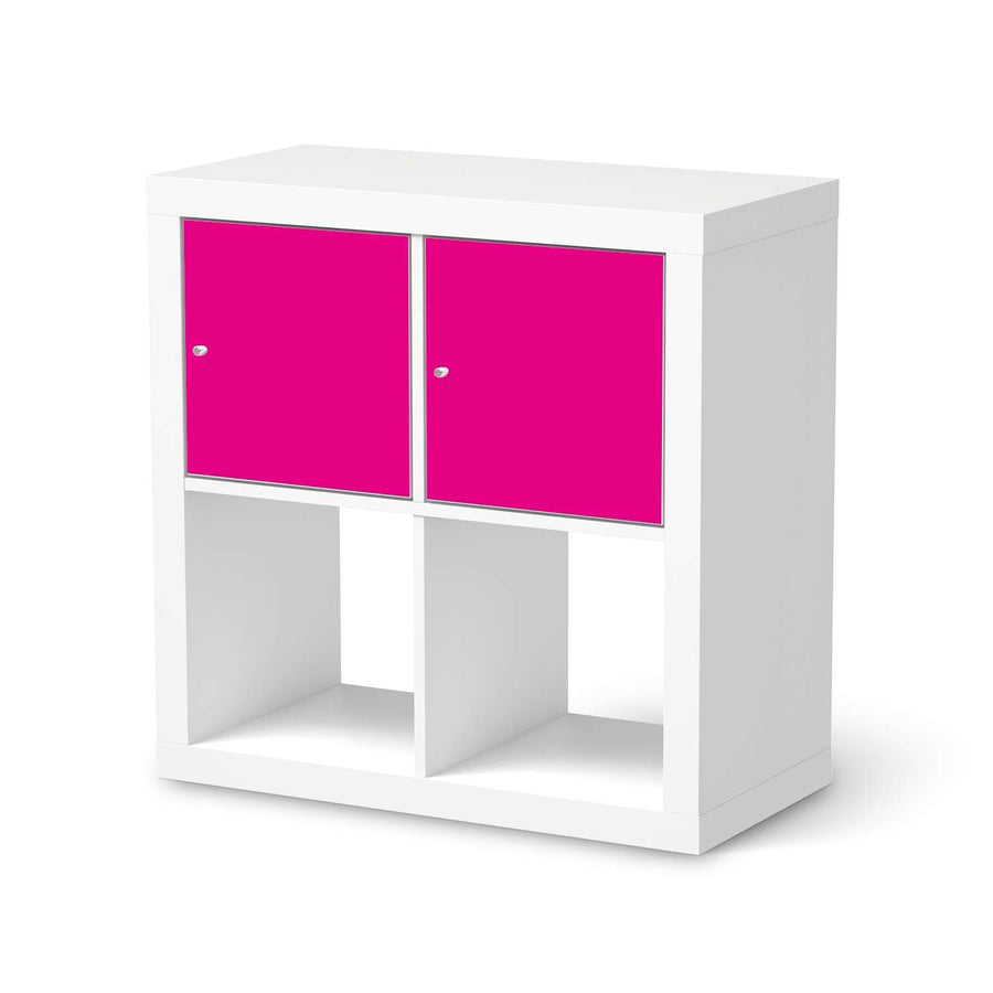 Möbelfolie Pink Dark - IKEA Kallax Regal 2 Türen Quer  - weiss